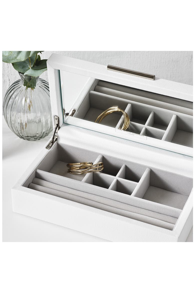 Medium Leather Jewelry Box, Alternate, color, WHITE