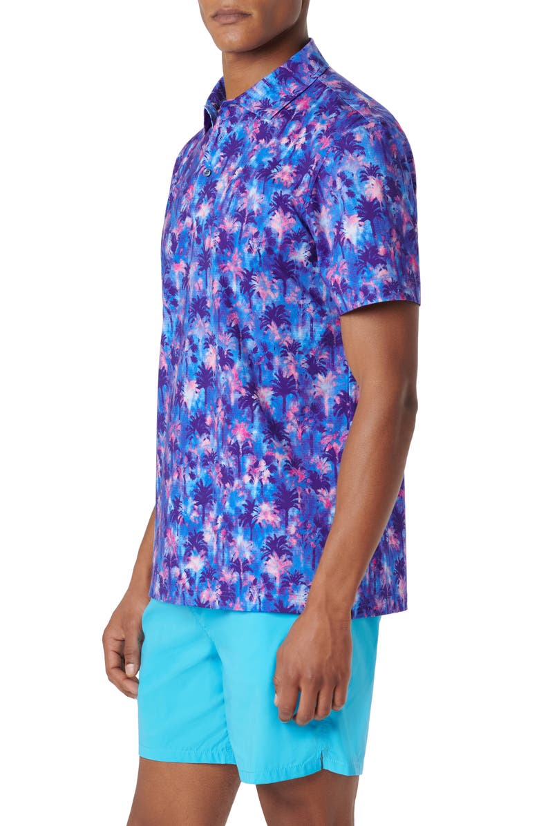 Bugatchi Victor OoohCotton<sup>®</sup> Palm Tree Print Polo, Alternate, color, Orchid
