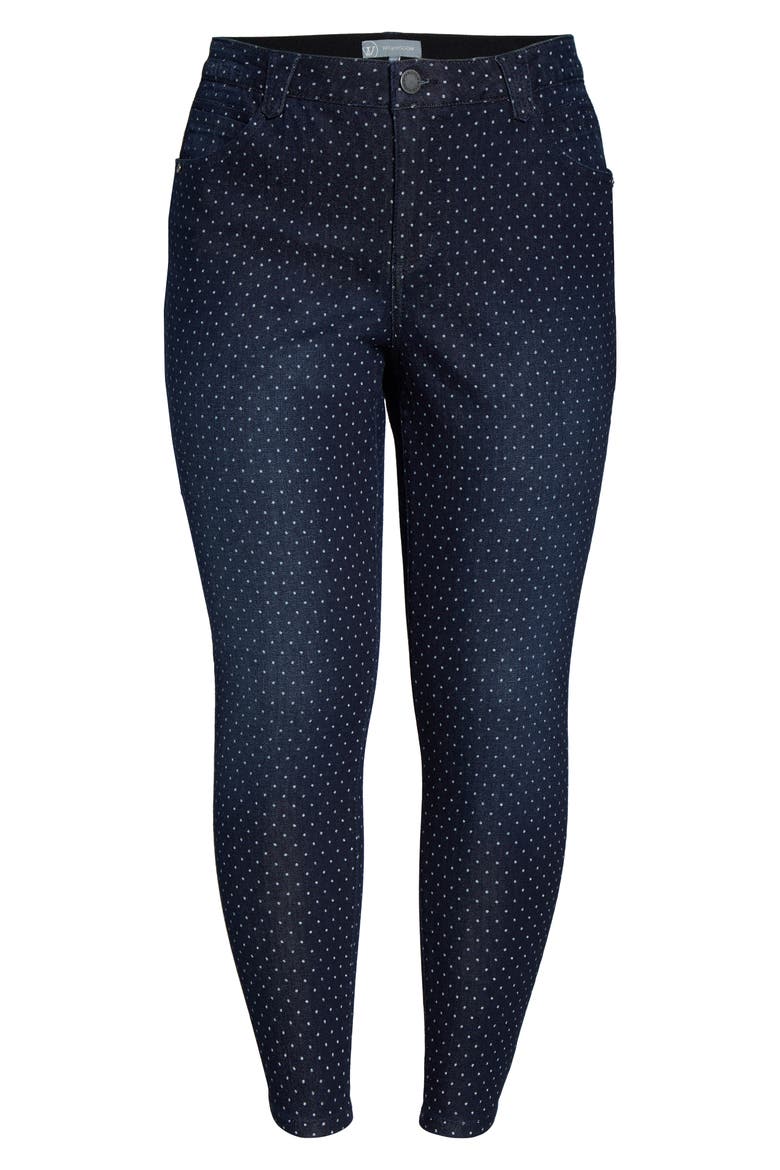Ab-Solution Dot Pattern Ankle Skinny Jeans (Nordstrom Exclusive), Alternate, color, INDIGO