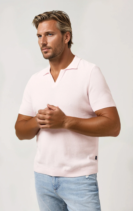 Pique Knit Johnny Collar Polo