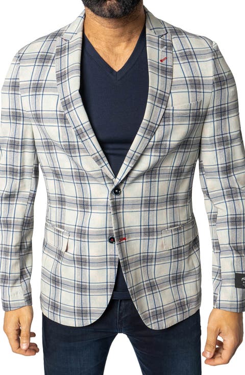 Descartes Unconstructed Plaid Brooksy Cobalt Blue Blazer