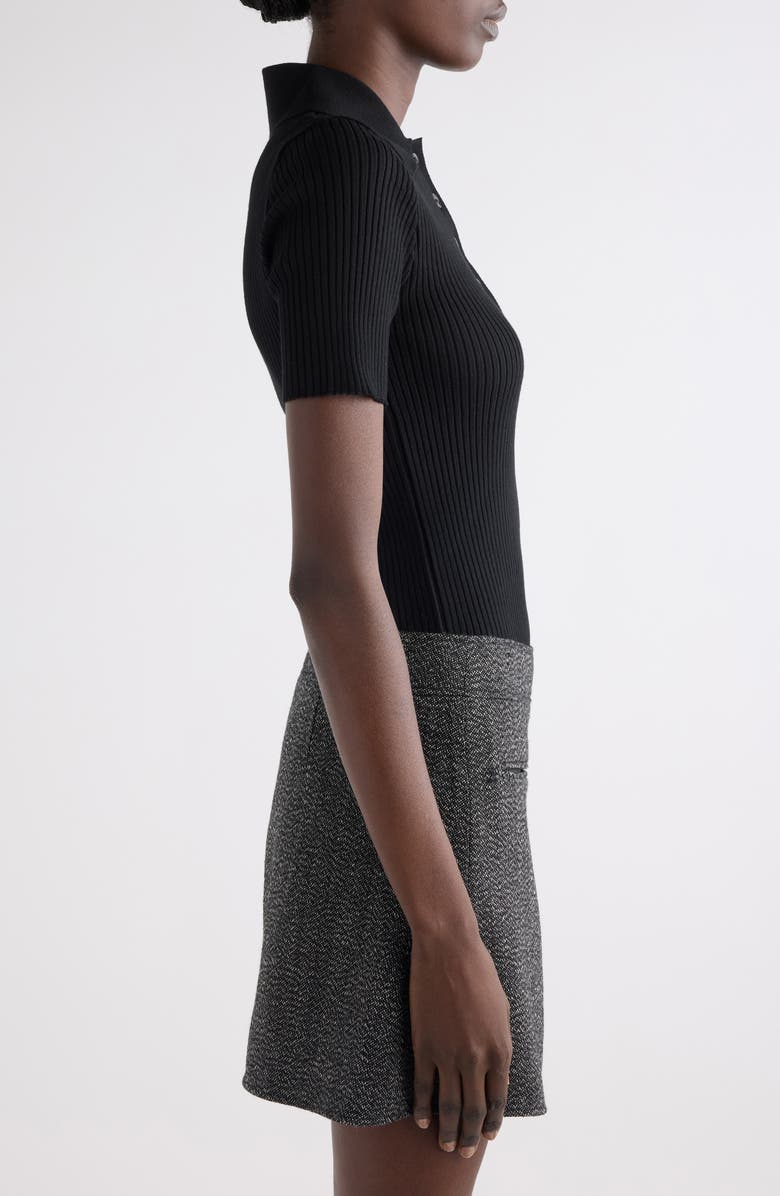 Courrèges Signature Rib Polo Sweater, Alternate, color, Black