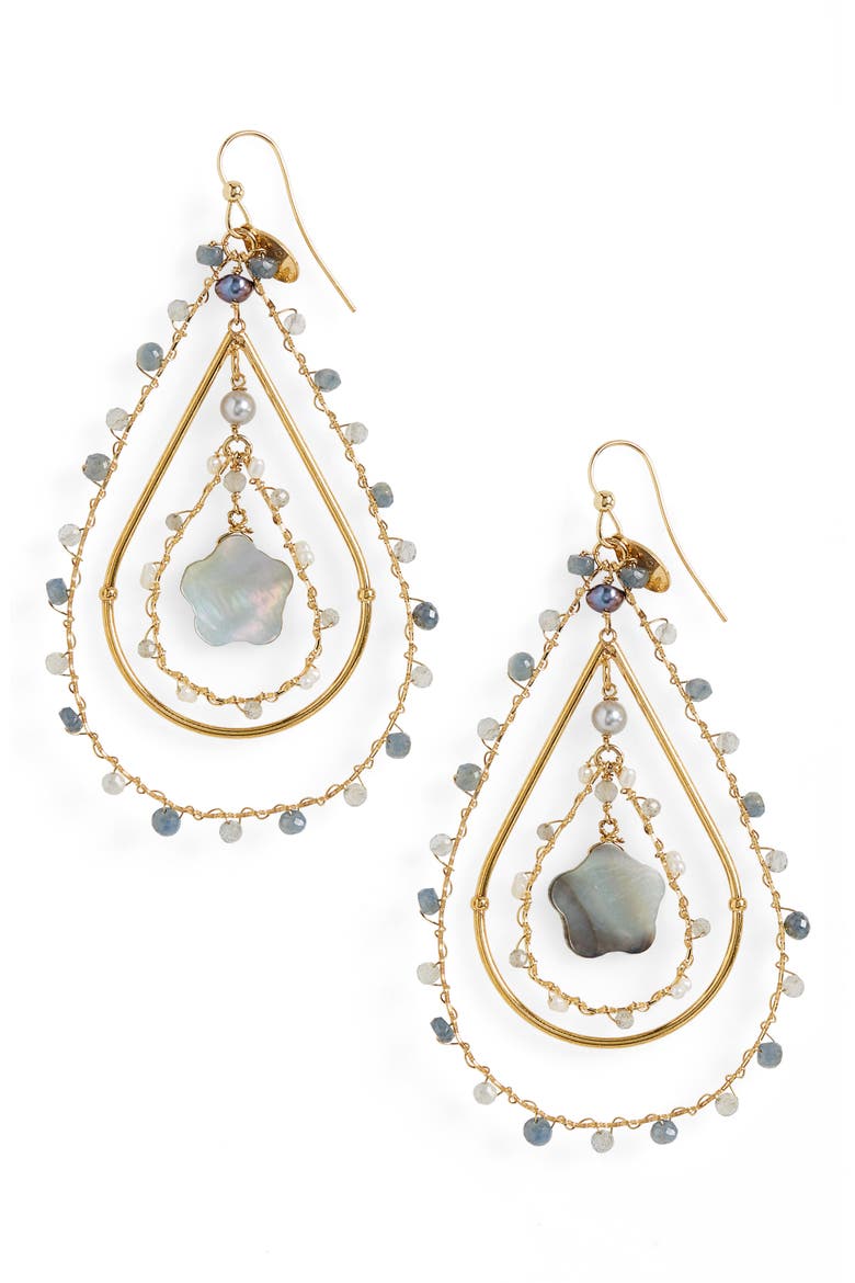 Orphee Pearl Teardrop Earrings, Main, color, BLACK