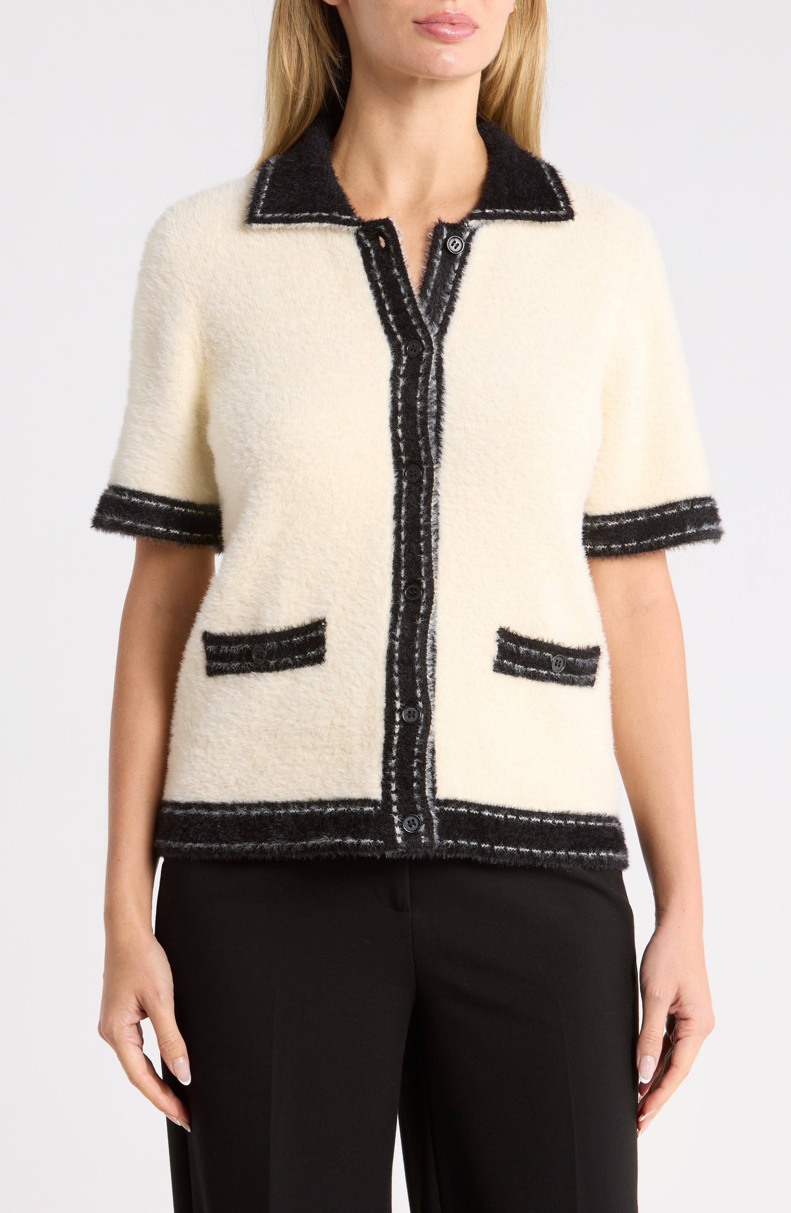 Two-Tone Cardigan Sweater
