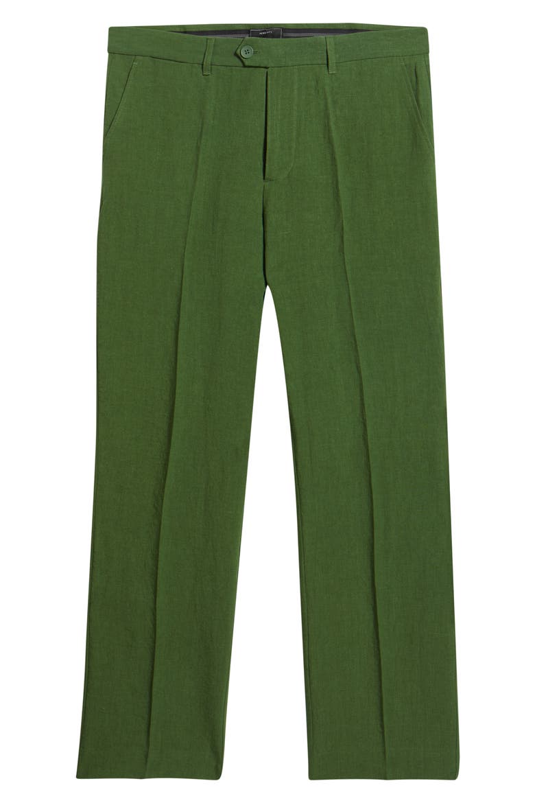 Flat Front Linen Chinos, Alternate, color, FOREST