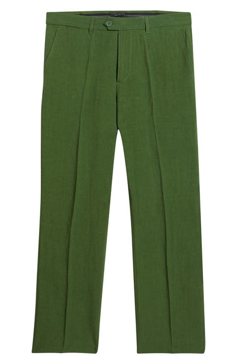 Flat Front Linen Chinos