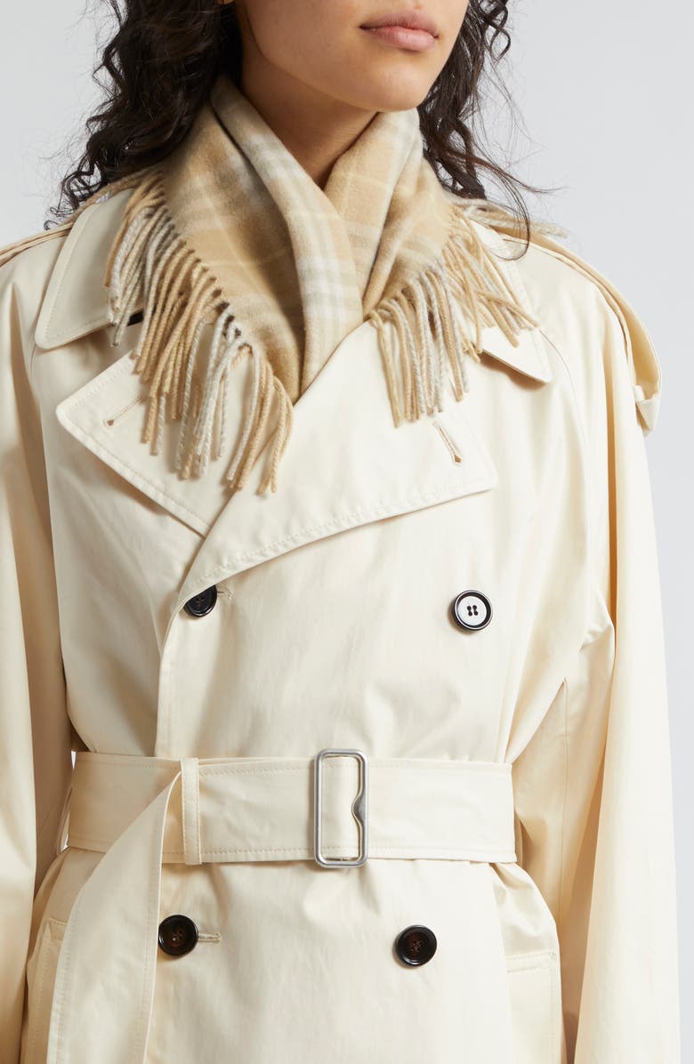 Burberry Check Fringed Cashmere Scarf, Alternate, color, 