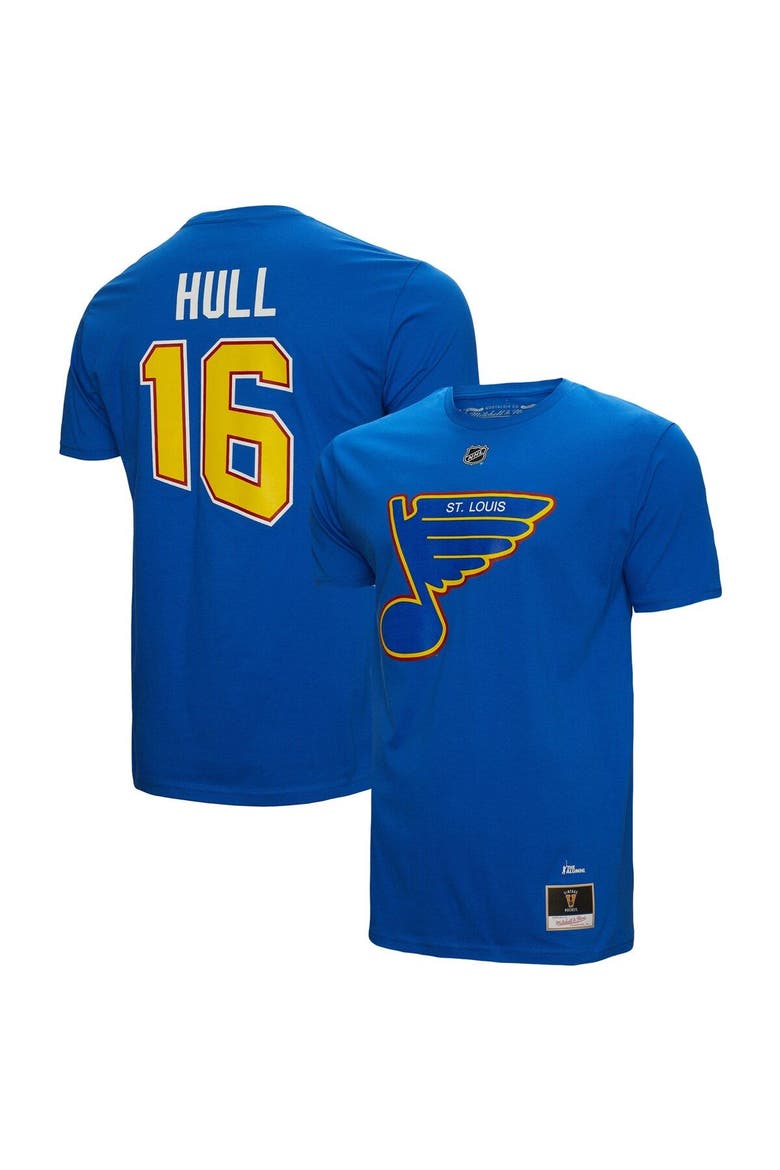 Men's Mitchell & Ness Brett Hull Blue St. Louis Blues  Name & Number T-Shirt, Main, color, Blue