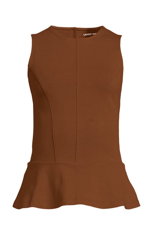 Lands' End Sleeveless Starfish Peplum Top In Brown