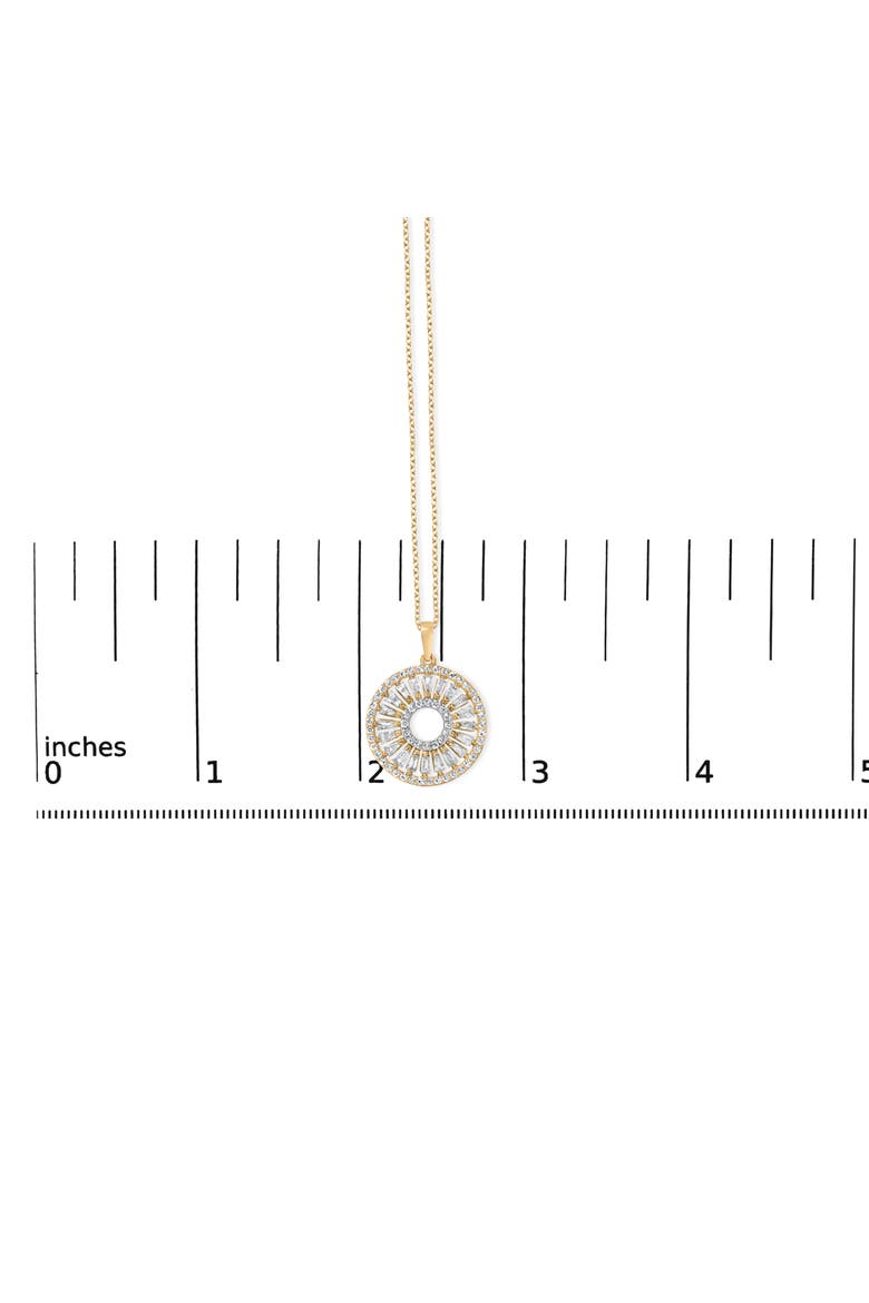 14K Yellow Gold Plated Sterling Silver 1 1/6 Cttw Diamond Sunburst Medallion Pendant Necklace, Alternate, color, Yellow Gold over Silver