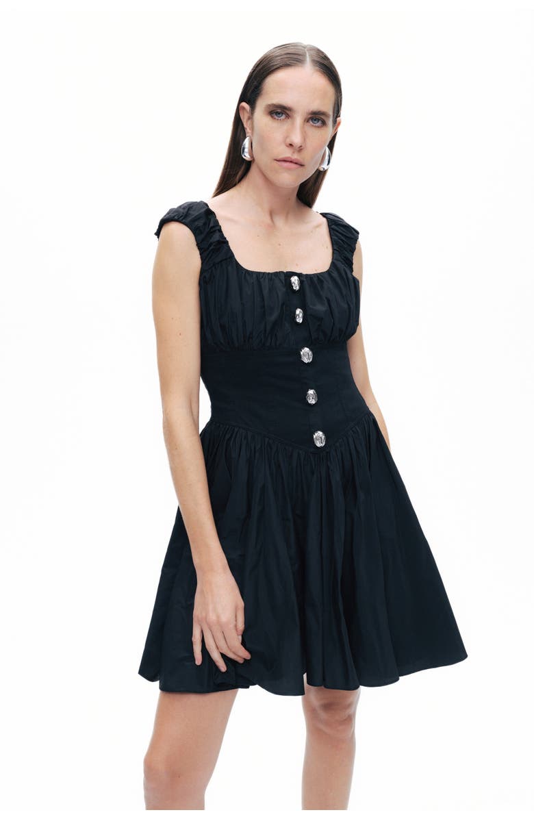 Nocturne Black Corset-Style Buttoned Mini Dress, Alternate, color,
