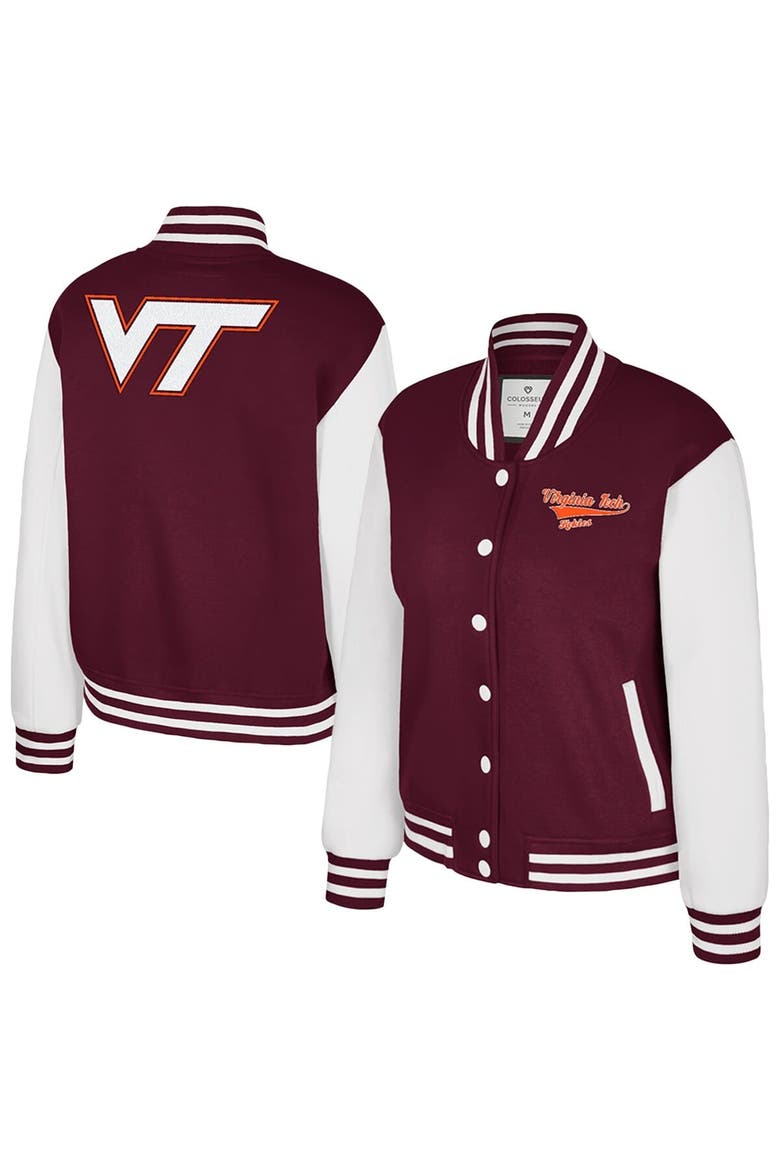 Women's Colosseum Maroon Virginia Tech Hokies French Baguette Full Snap Fleece Jacket, Main, color, Maroon