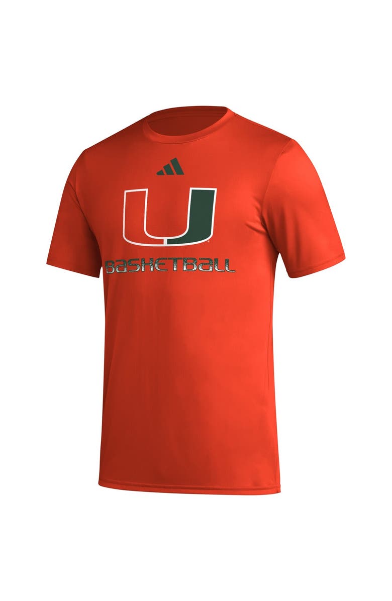 adidas Men's adidas Orange Miami Hurricanes Fadeaway Basketball Pregame AEROREADY T-Shirt, Alternate, color,