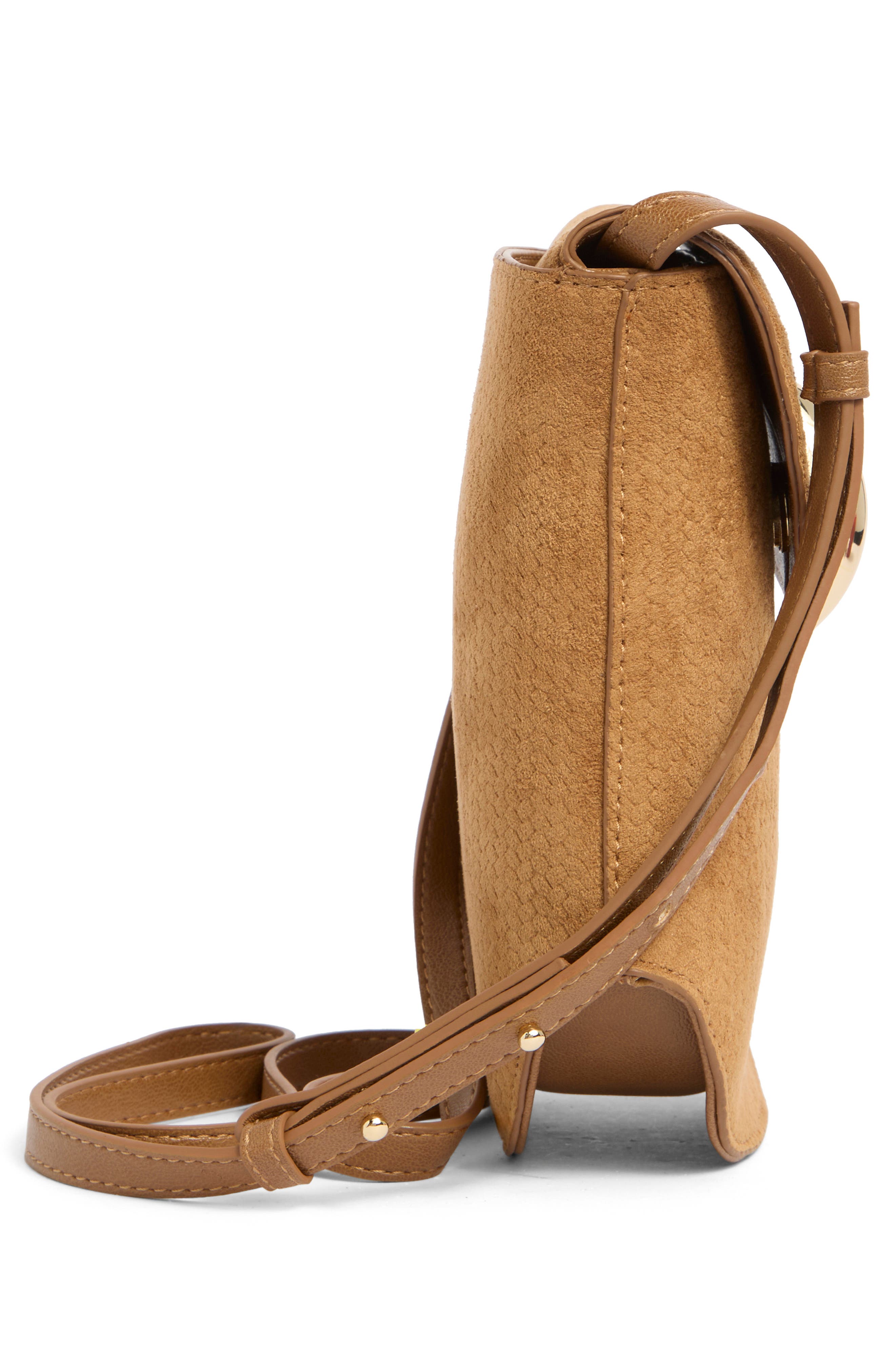 Perry Embossed Suede Crossbody Bag, Alternate, color, COGNAC