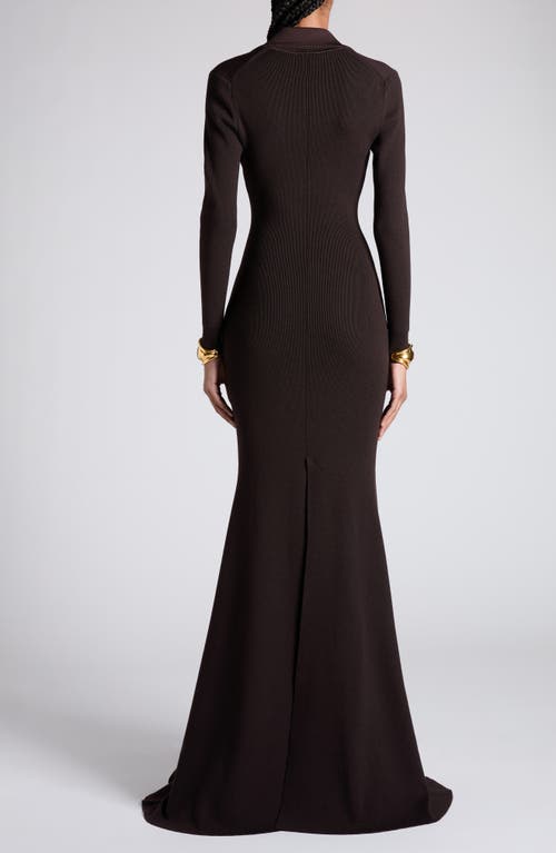 Tom Ford Long Sleeve Knit Body-con Gown In Kb922 Dark Brown