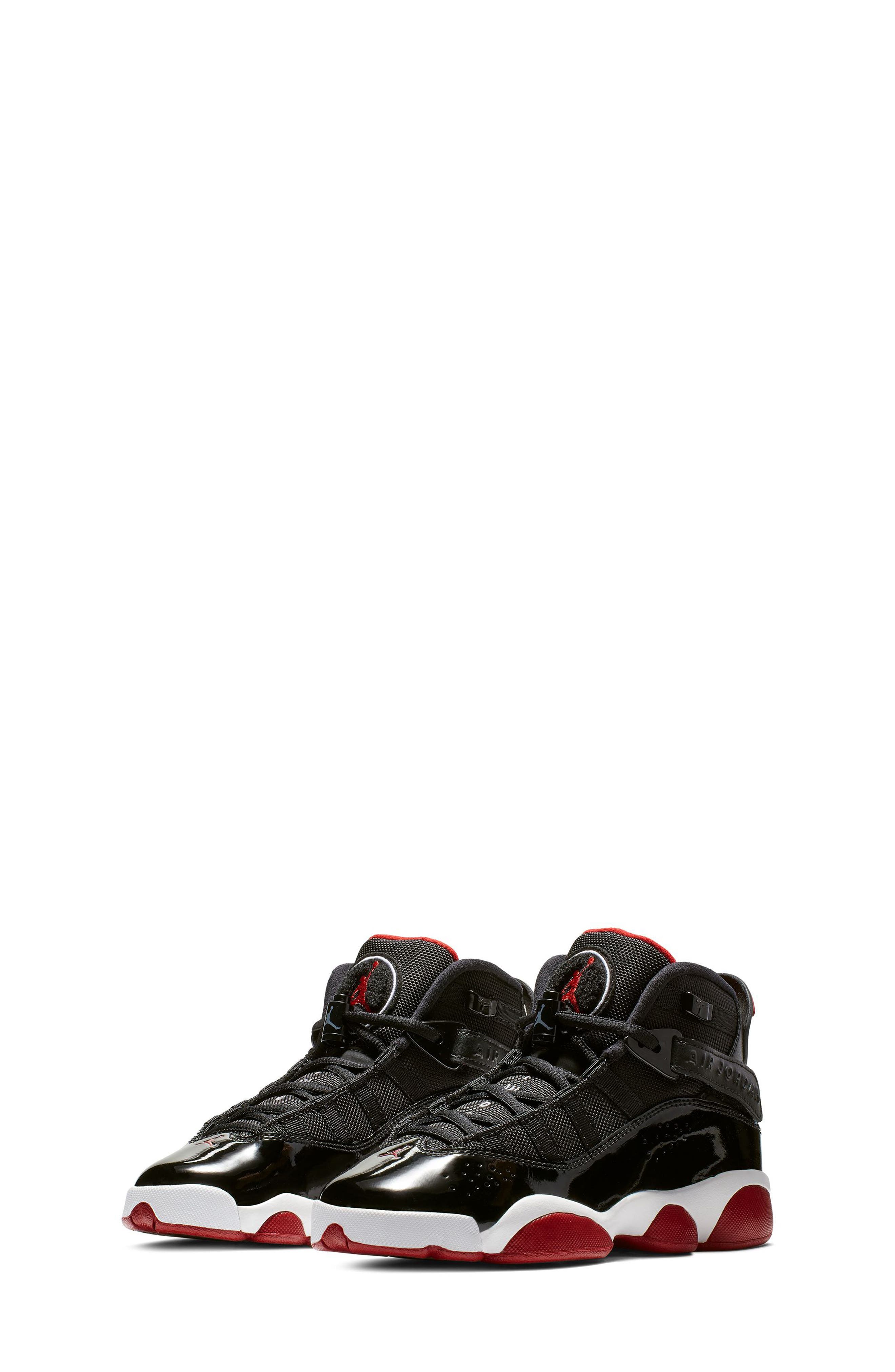 Kids' Jordan 6 Rings High Top Sneaker, Main, color, 062 BLACK/V RED