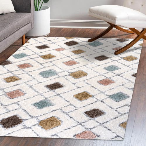 Jonathan Y Astrid Retro Trellis High-low Area Rug In Multi/cream