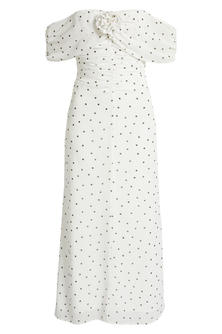 Mini Polka Dot Off the Shoulder Dress, Alternate, color, IVORY MINI POLKA DOT