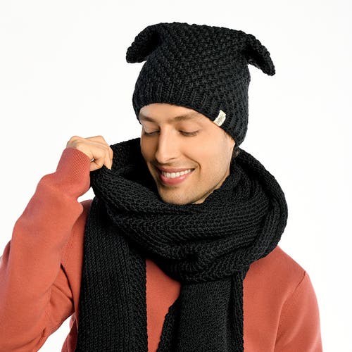 Nirvanna Designs Bear Ear Beanie In Black