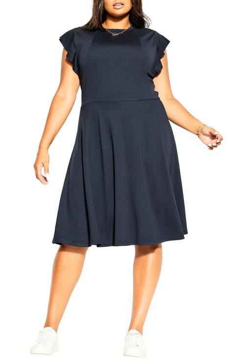 Frill Sleeve Dress (Plus Size)