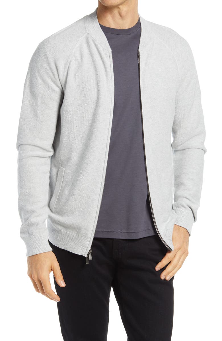 Nordstrom Textured Zip Front Cotton & Cashmere Cardigan, Main, color,