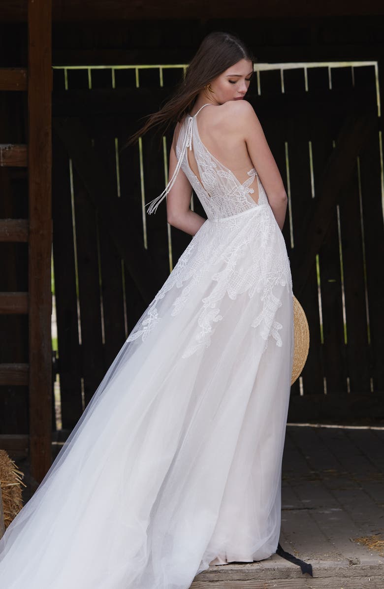 Willowby Harvest Lace & Tulle A-Line Wedding Dress, Alternate, color,
