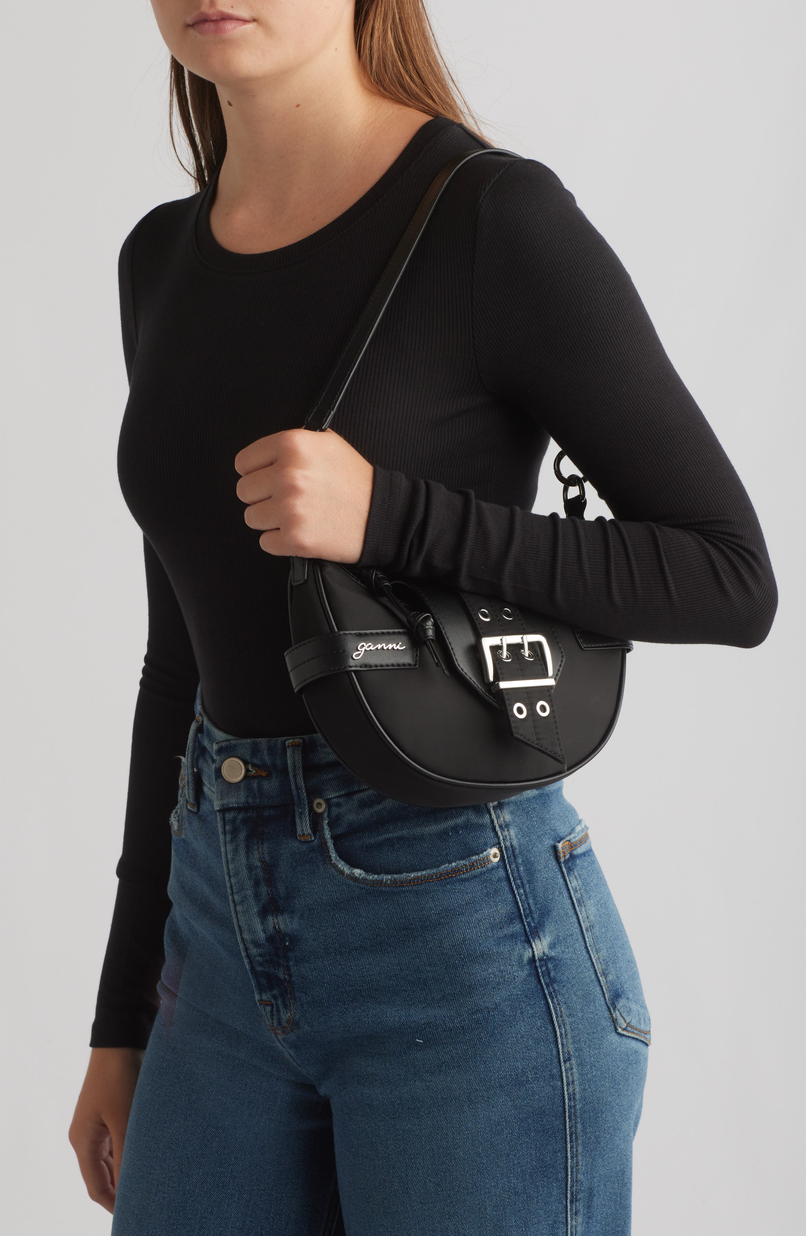 Ganni Bucky Small Nylon Crossbody Bag, Alternate, color, 