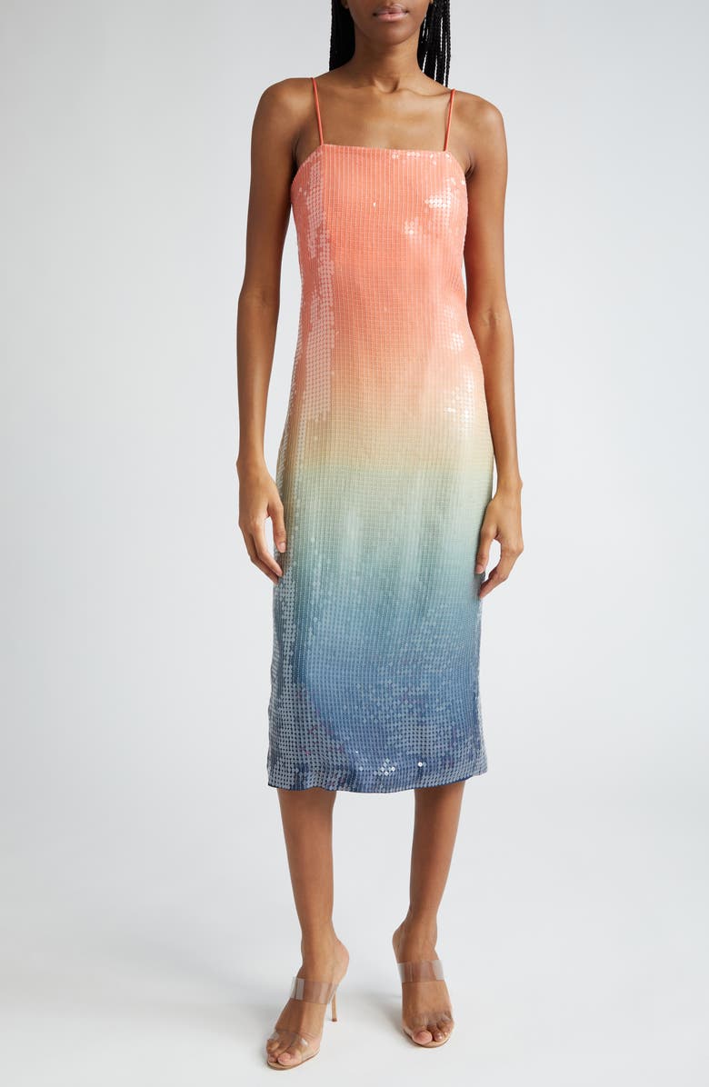 Veronica Beard Leda Sequin Midi Dress, Main, color, Ombre Multi