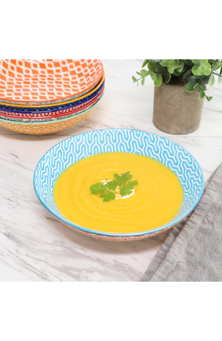 Elama Giovanna 6 Piece Assorted Porcelain Bowl Set, Alternate, color, Assorted