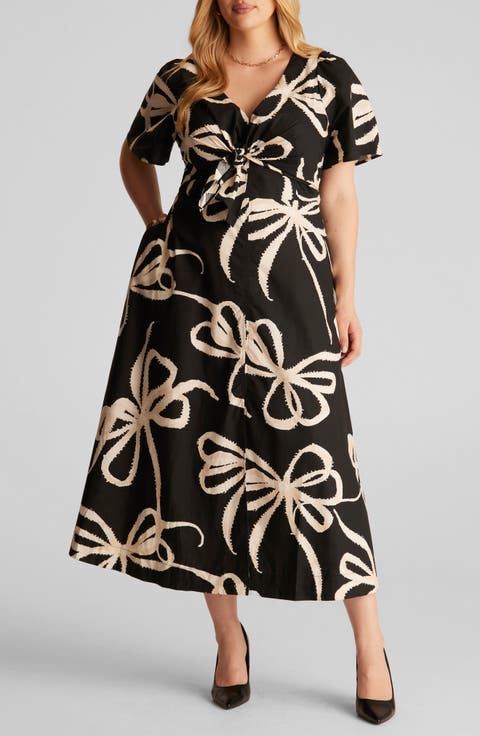 Nadja Floral Cotton Midi Dress (Plus)