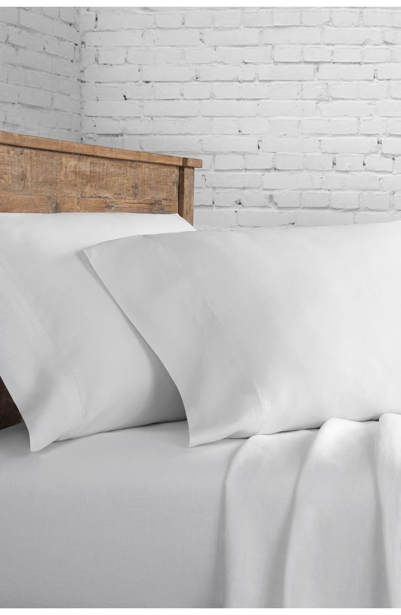 MELANGE HOME Linen Self Hem Sheet 4-Piece Set, Alternate, color, White