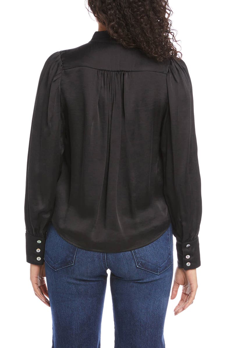 Karen Kane Tie Neck Satin Blouse, Alternate, color,