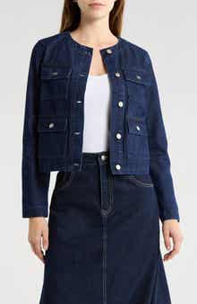JASON WU Collarless Crop Denim Jacket