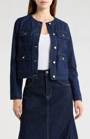 JASON WU Collarless Crop Denim Jacket