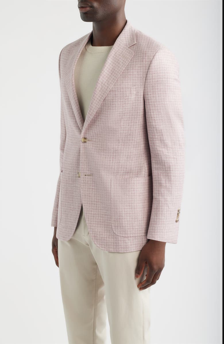 Peter Millar Hyperlight Soft Pink Check Linen Blend Sport Coat, Alternate, color, Pink
