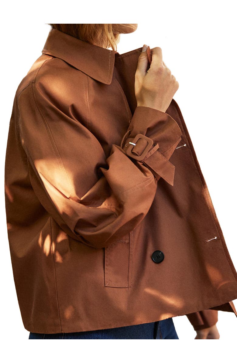 Ro&Zo Long Sleeve Short Trench Jacket, Alternate, color, Brown