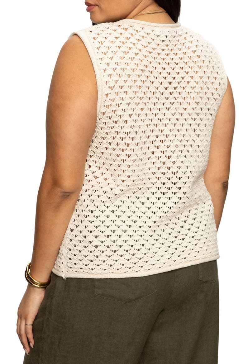 Open Stitch Sleeveless Cotton Sweater, Alternate, color, ECO NATURAL