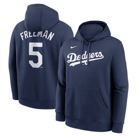 Men's Nike Freddie Freeman Navy Los Angeles Dodgers Player Name & Number Club Pullover Hoodie