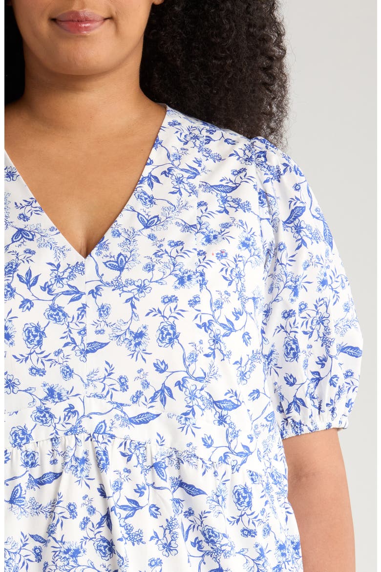 Kearney Floral Jerome Cotton Babydoll Dress, Alternate, color, WHITE/ BLUE/ MULTI