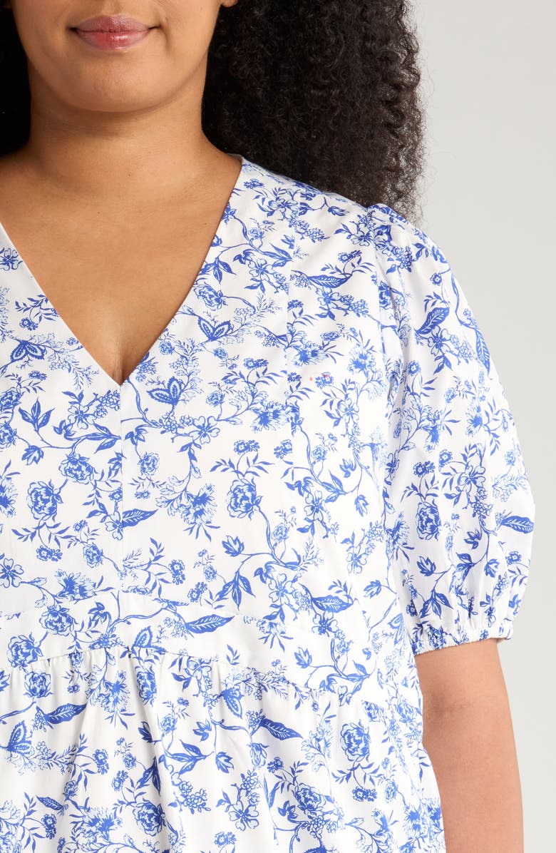 SUGARLIPS Kearney Floral Jerome Cotton Babydoll Dress, Alternate, color, White/ Blue/ Multi