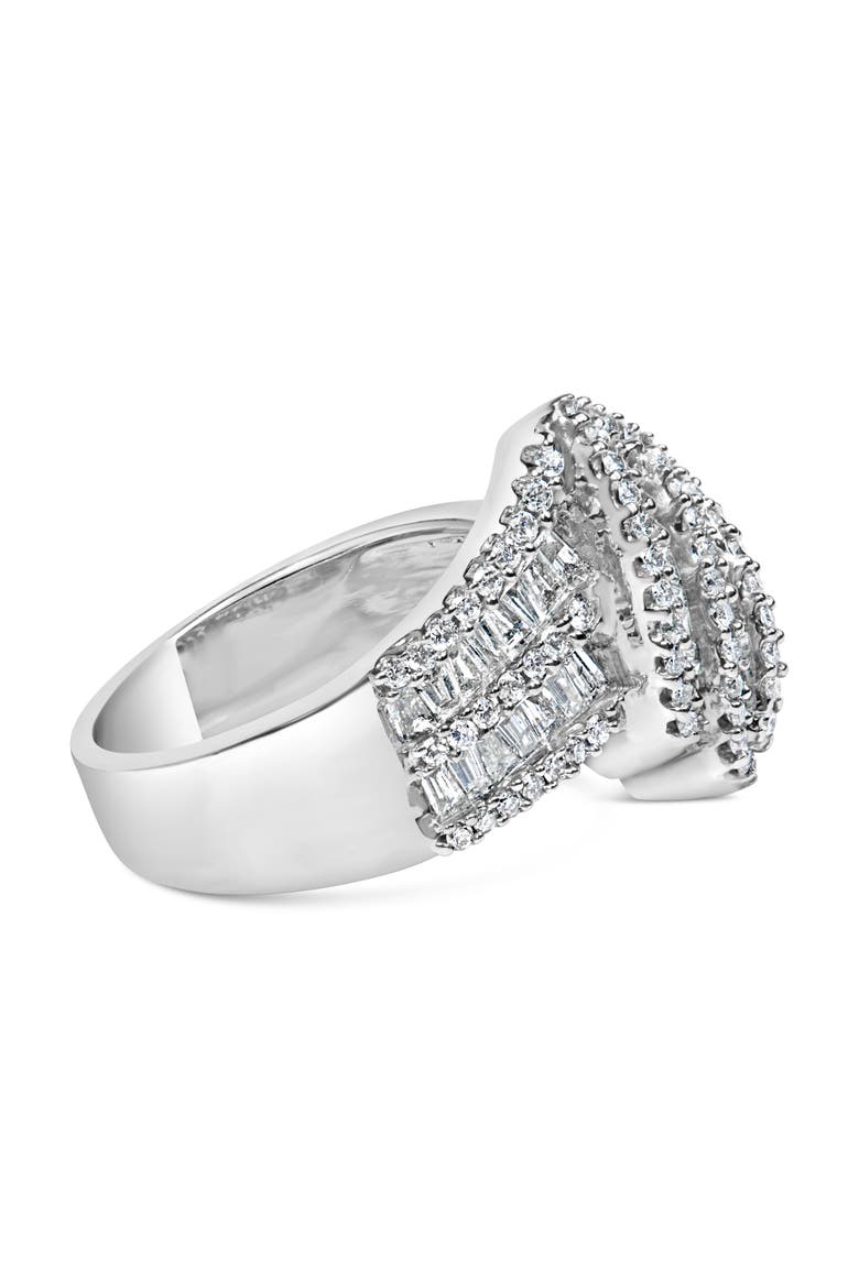 14K White Gold 1-1/2 Cttw Diamond Bypass Cocktail Ring Band, Alternate, color, White
