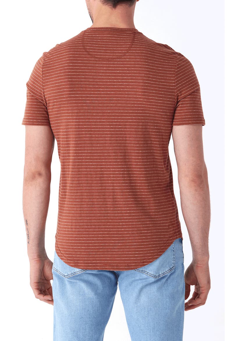 Stripe Short Sleeve Henley, Alternate, color, SANDALWOOD / ECRU