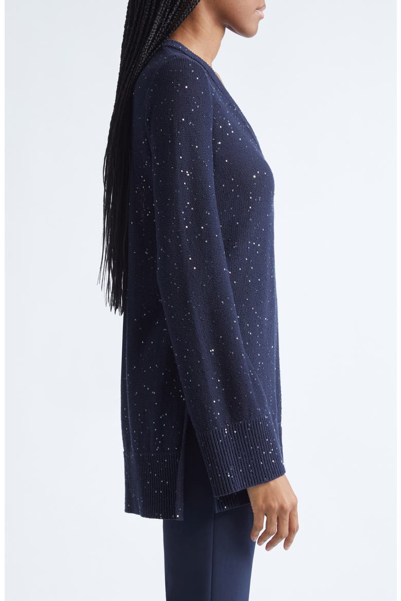 Sequin Linen & Cotton Sweater, Alternate, color, MIDNIGHT
