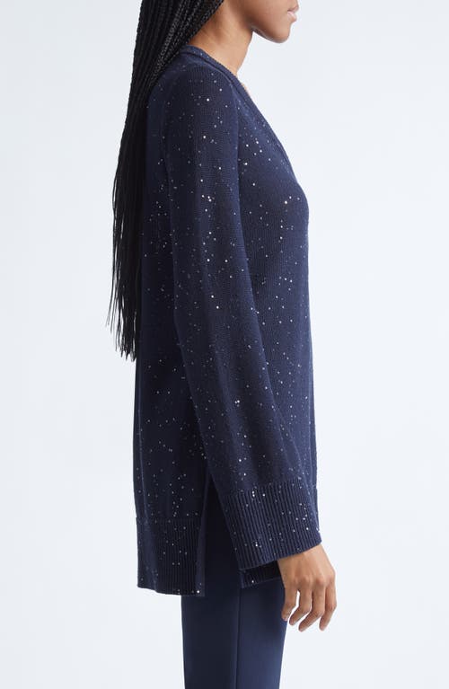 Michael Kors Collection Sequin Linen & Cotton Sweater In Blue