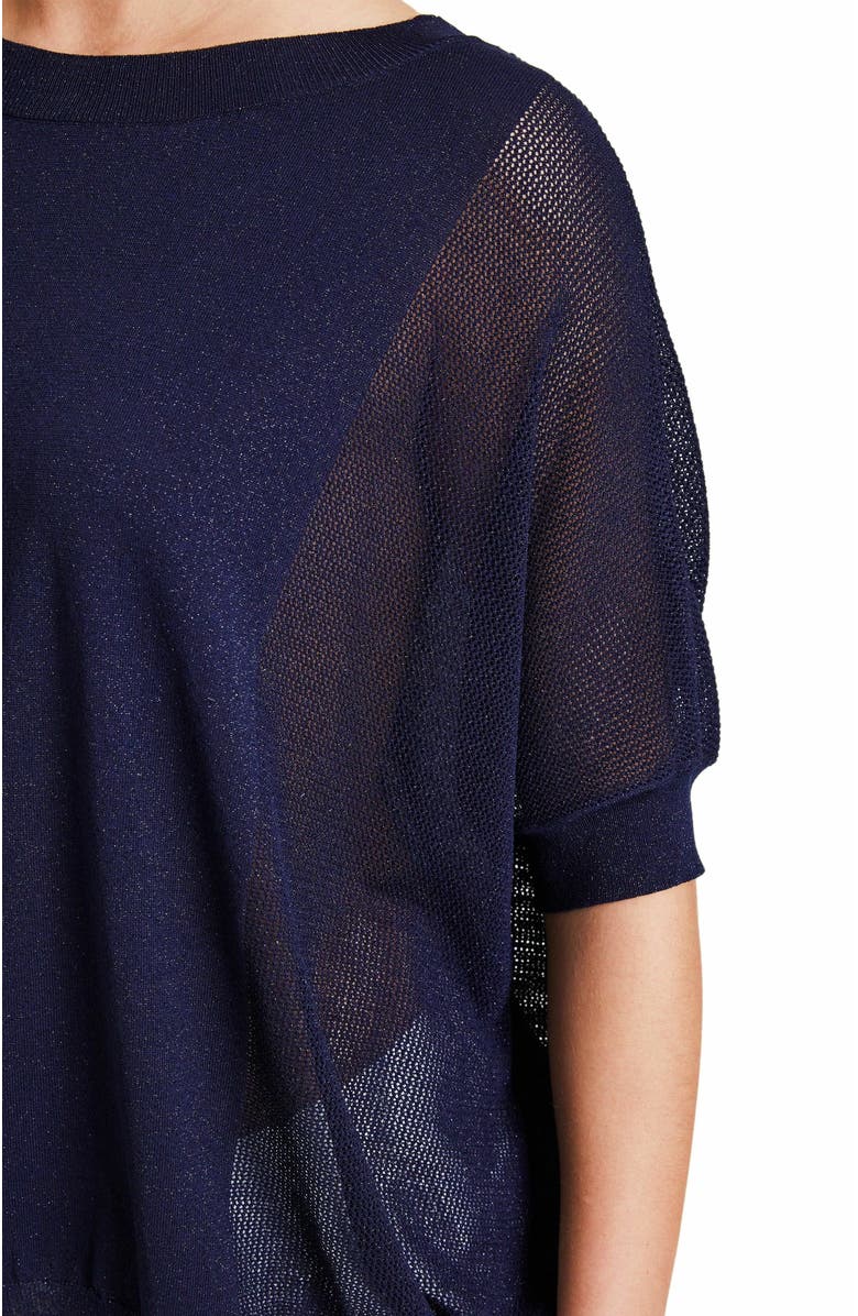 Santorelli Levi Short Sleeve Mesh Knit with Lurex, Alternate, color, Midnight