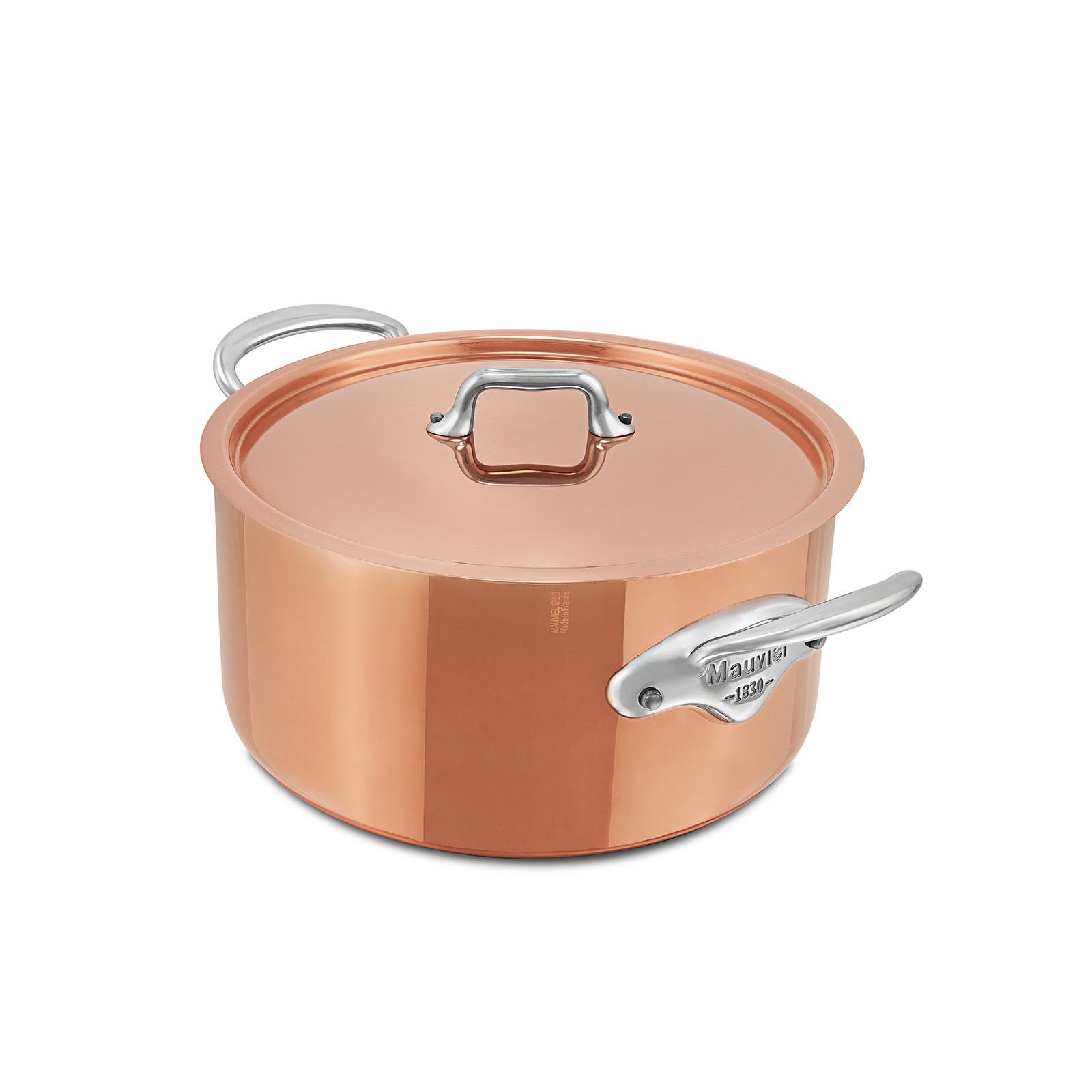 Mauviel M'3 S 5.7-qt Copper Stewpan With Lid, Cast Stainless Steel Handles In Brown