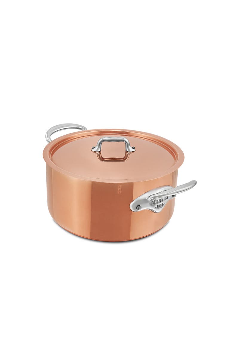 M'3 S 5.7-Qt Copper Stewpan With Lid, Cast Stainless Steel Handles, Main, color, Copper