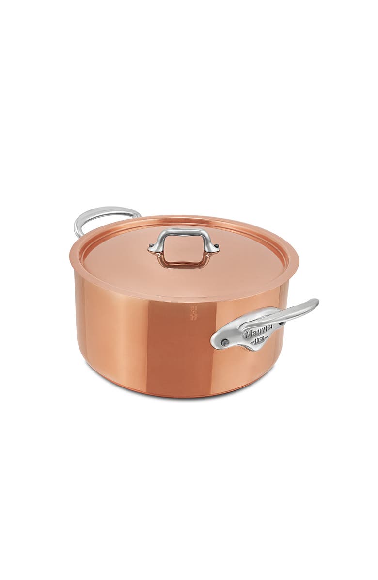 Mauviel M'3 S 5.7-Qt Copper Stewpan With Lid, Cast Stainless Steel Handles, Main, color, Copper