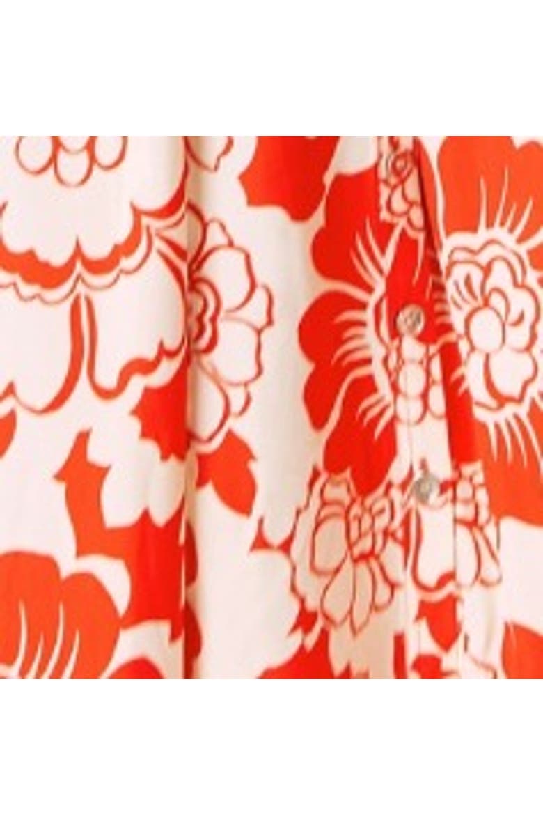 Short Sleeve Bloom Floral Midi Dress, Alternate, color, Red/Multi