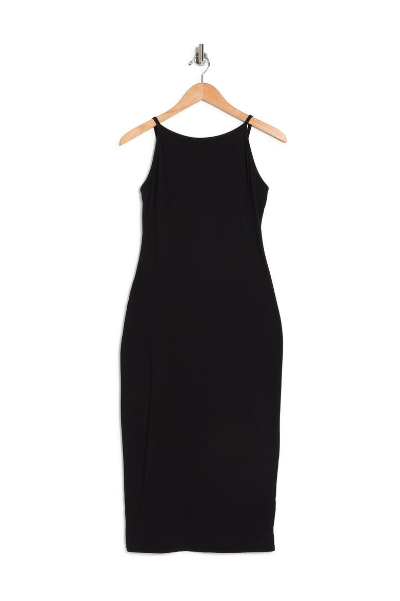 High Neck Spaghetti Strap Cami Dress, Alternate, color, BLACK